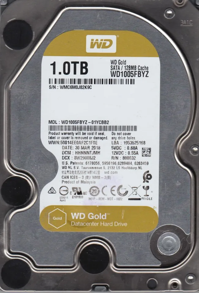 Жесткий диск WD GOLD WD1005FBYZ 1ТБ 3,5" 7200RPM 128MB (SATA-III) RE