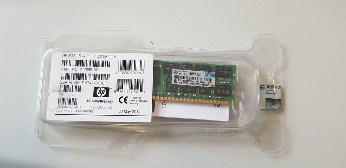 Модуль памяти 8GB (1x8GB) 1Rx4 PC3-12800R-11 DL360p/380pGen8, BL460cGen8