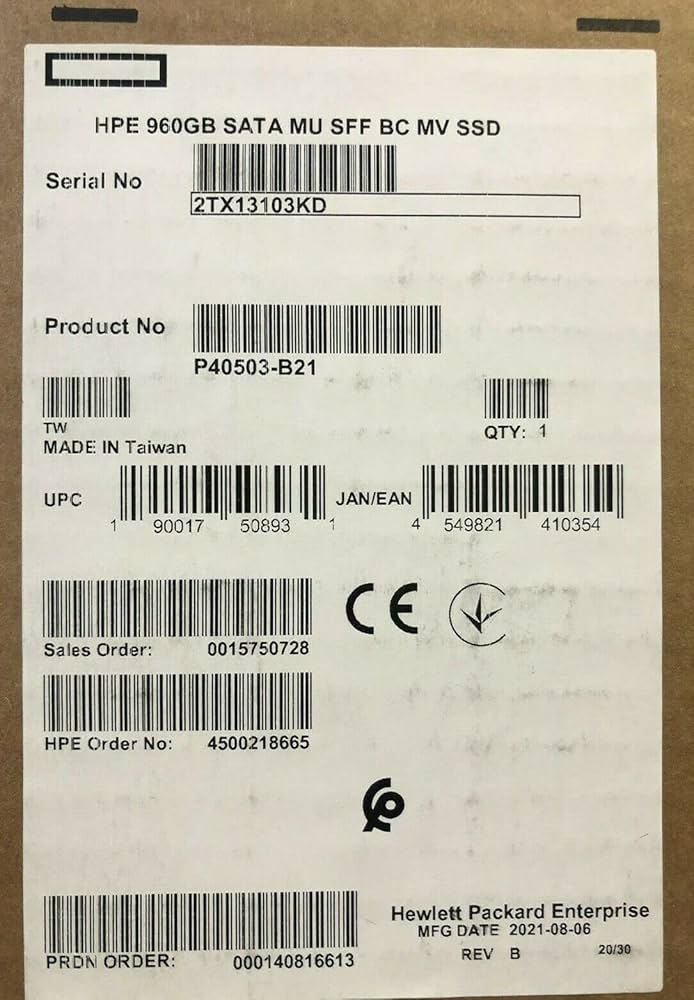 Жёсткий диск HPE 960GB 2.5\"(SFF) 6G SATA Mixed UsHot Plug BC Multi Vendor SSD